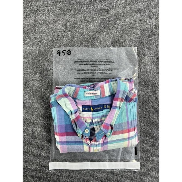 Ralph Lauren Shirt Mens Big 3X Blue Indian Madras Plaid Short Sleeve Cotton - Picture 15 of 15